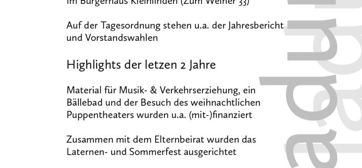Einladung zur 1. Hauptversammlung